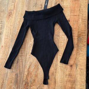 Fashion Nova Black Off-Shoulder Bodysuit